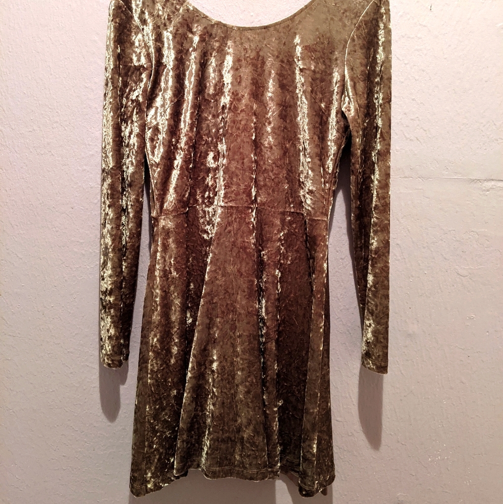 Long Sleeve Crushed Velvet Dress